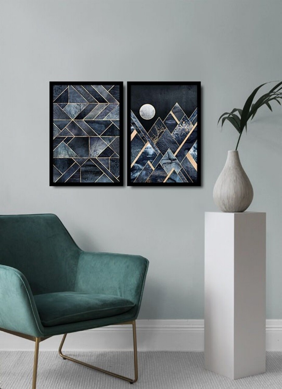Set 2 tablouri decorative, Alpha Wall, Abstract Moon, 36x51 cm - imagine 3